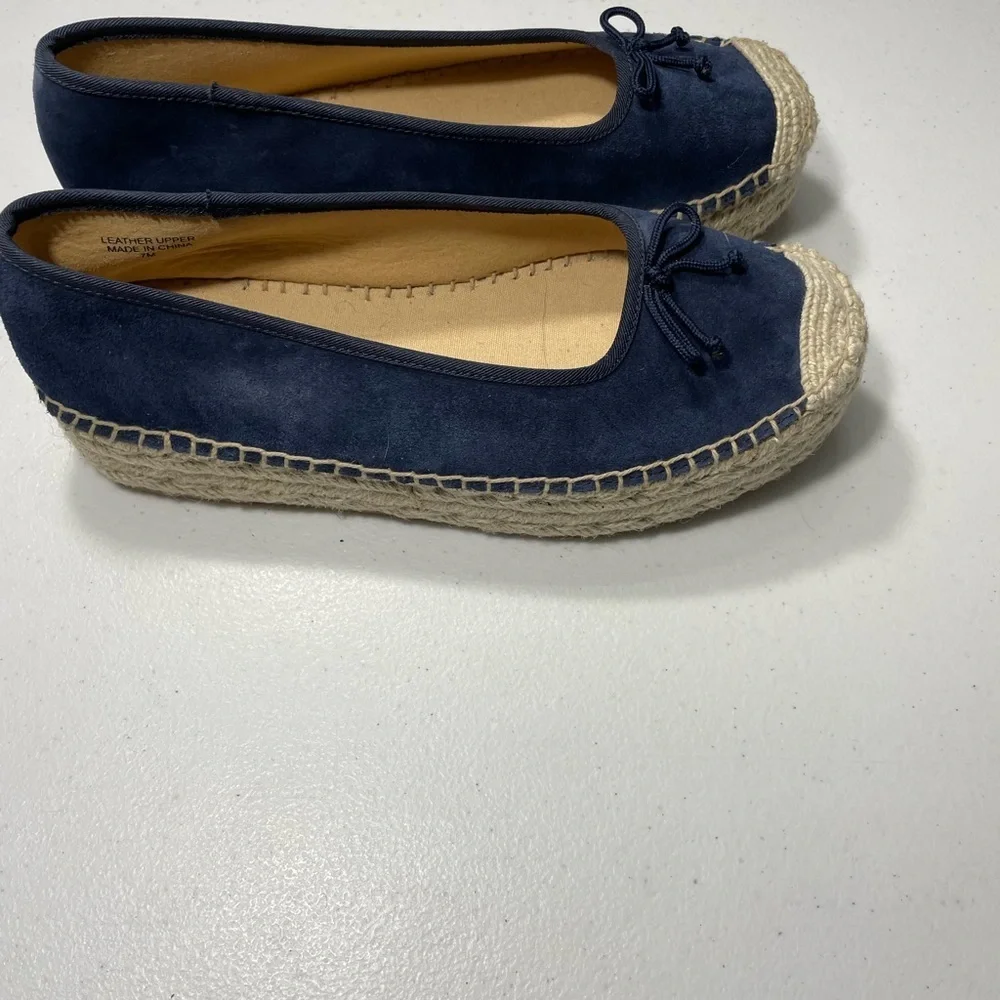 Talbots Blue Espadrille Flats with Bow Detail Size 7 SB-95